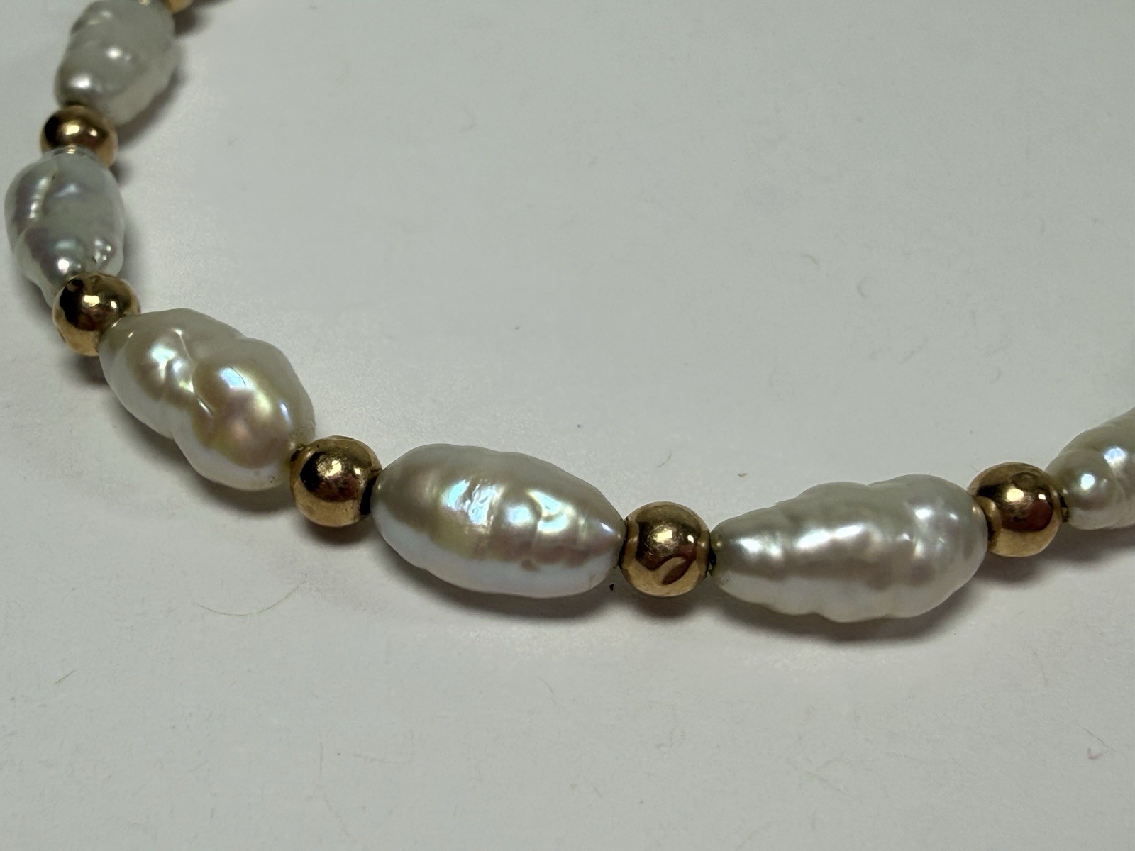 Vintage 14K Gold Freshwater Pearl Beaded 6.5” Bracelet 4mm