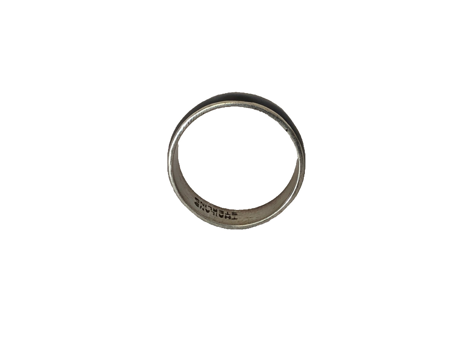 Siam Solid Black Enamel Sterling Silver 925 Vintage NOS Ring Band Sz 7.25