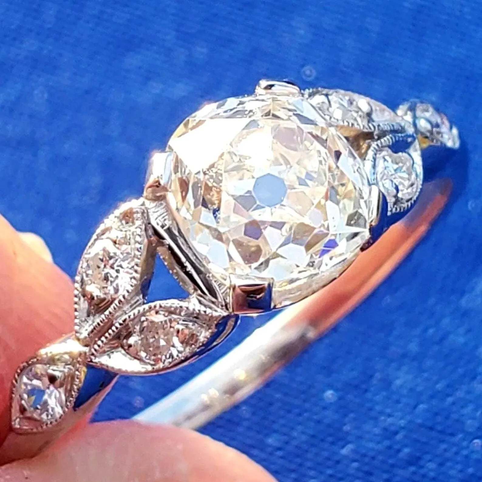 Original EARTH MINED DIAMOND Deco Engagement Ring Vintage PLATINUM Solitaire 1.3