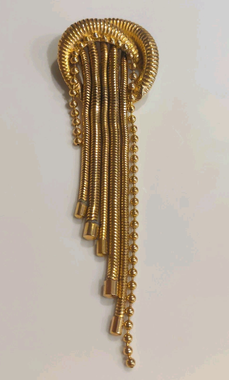 Gold Tone Abstract Swirl Brooch Modernist 5″ Original By Robert? Unsigned