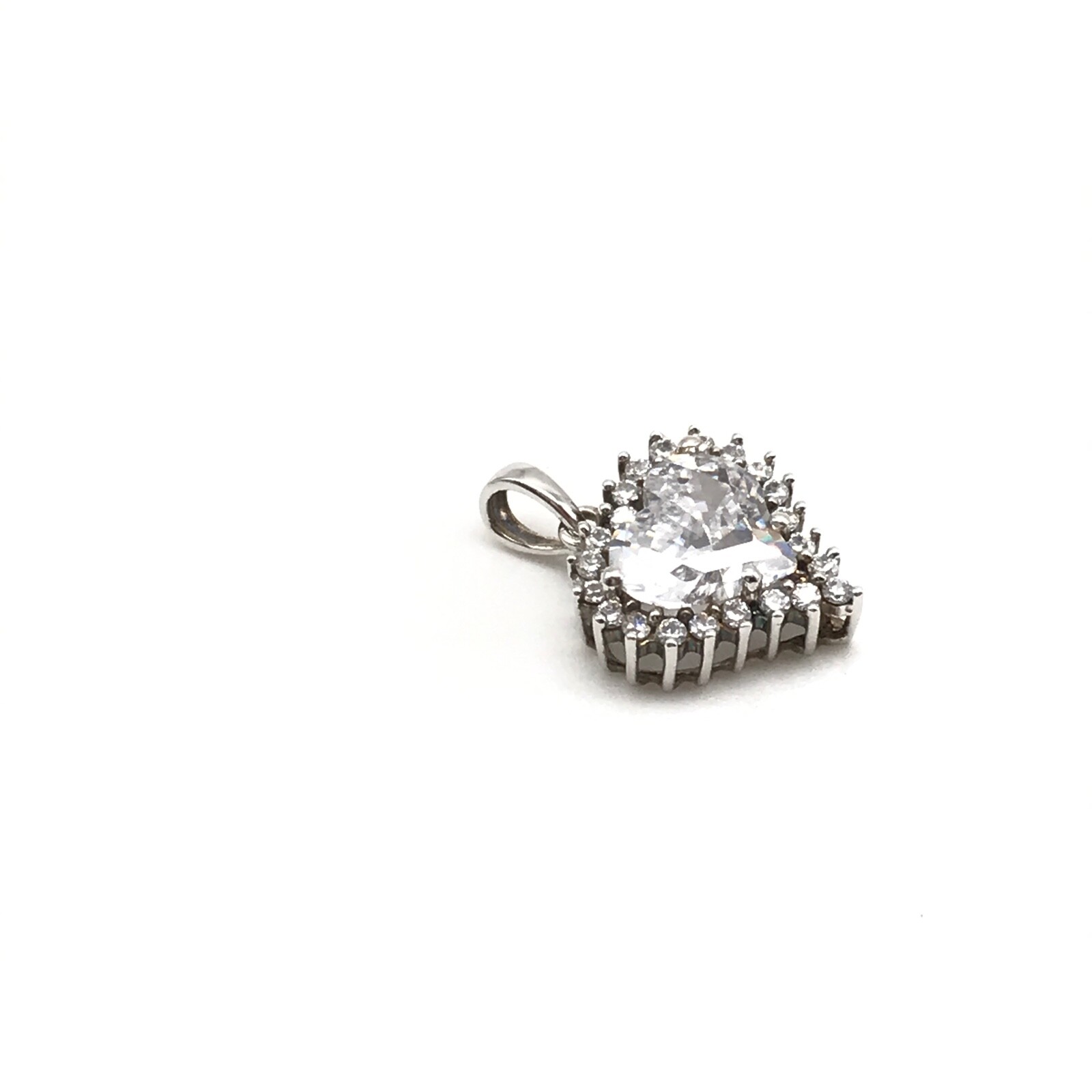 925 Sterling Silver Sparkling Clear CZ Cubic Zirconia Small Heart Love Pendant