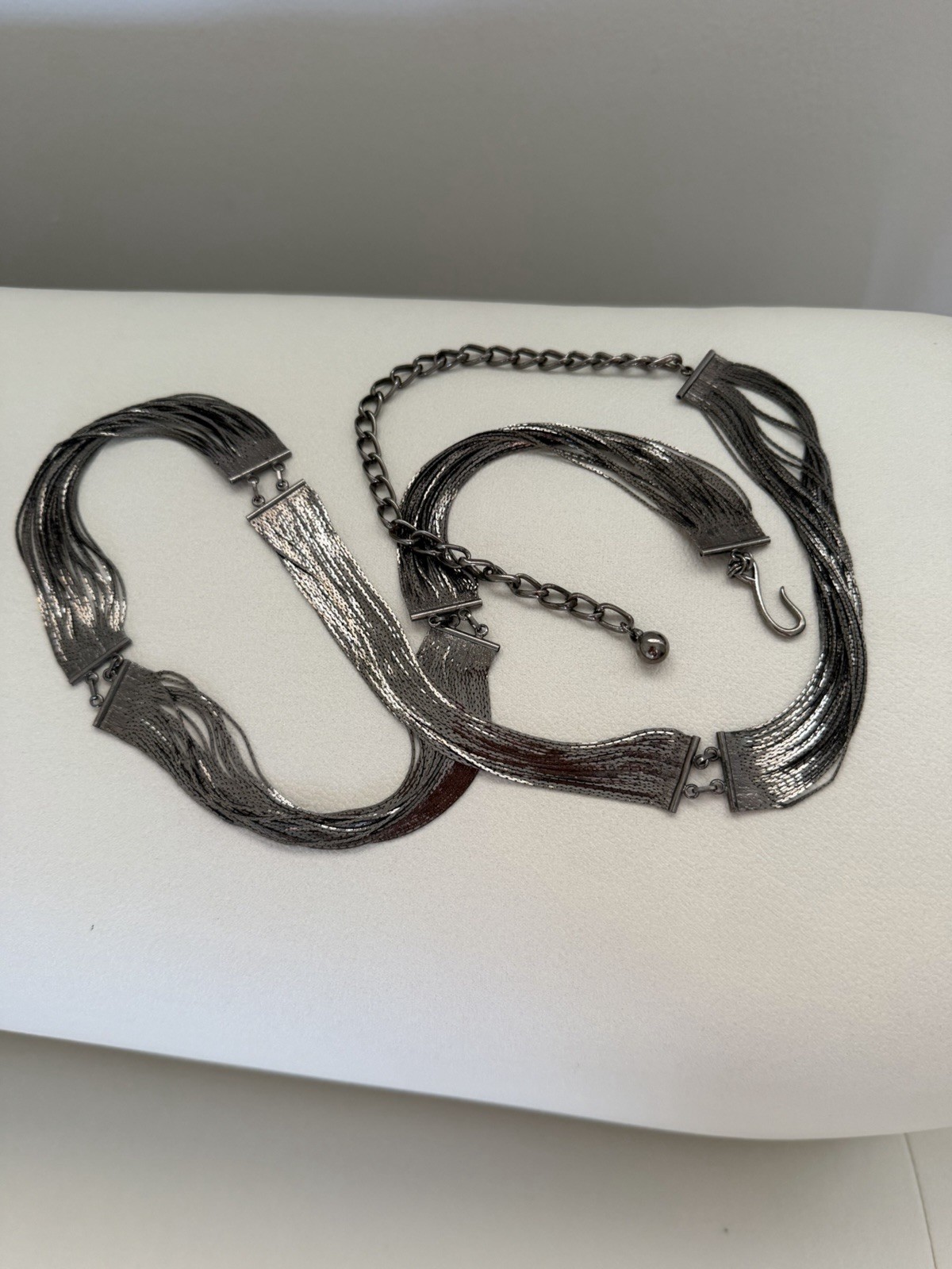 Vintage Silver Tone Multi-Strand Mesh Belt / Necklace