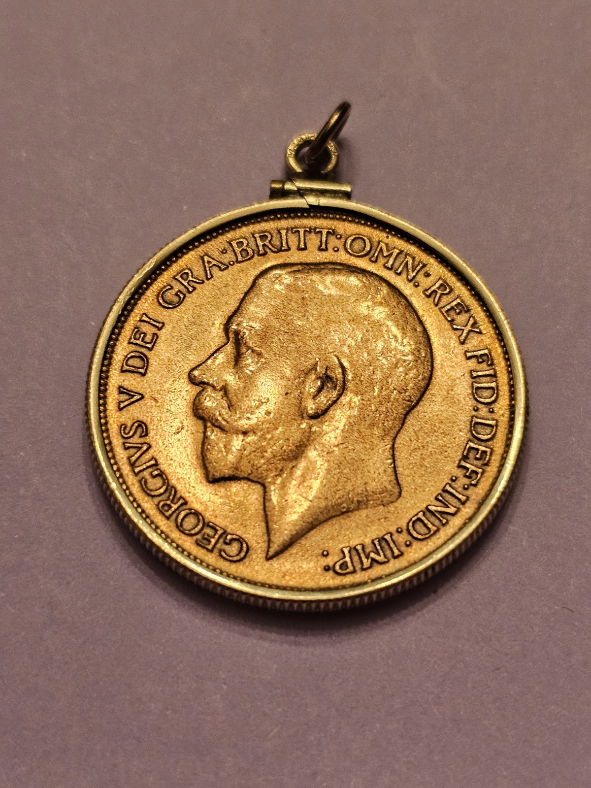 1919 GREAT BRITAIN GEORGE V PENNY PENDANT NO CHAIN POLISHED OR GLD PLT?FREE SHIP