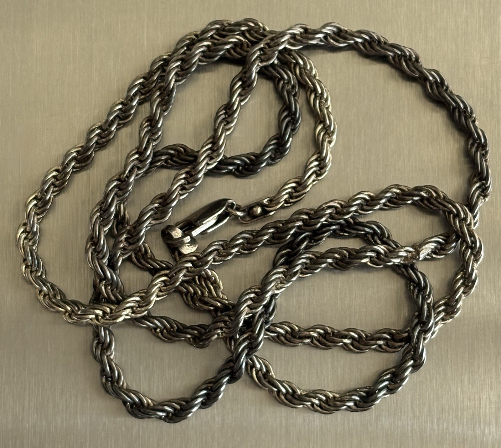 Vintage Sterling Silver 925 Twisted Rope Chain 30” Necklace 37.40g Italy 4mm TFT