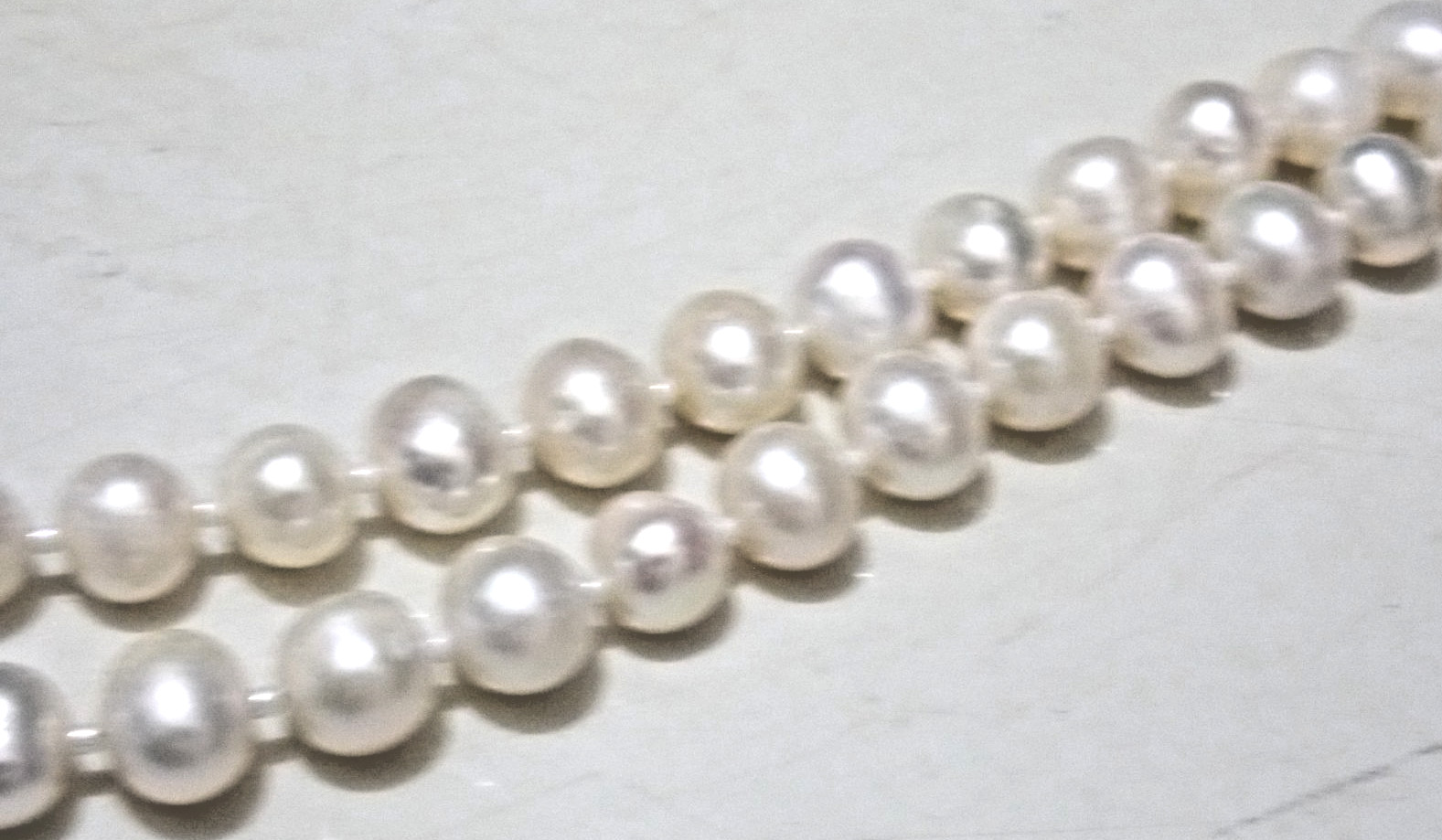 VINTAGE CERESE D SIGNED TWO STRAND ROUND WHITE PEARL NECKLACE