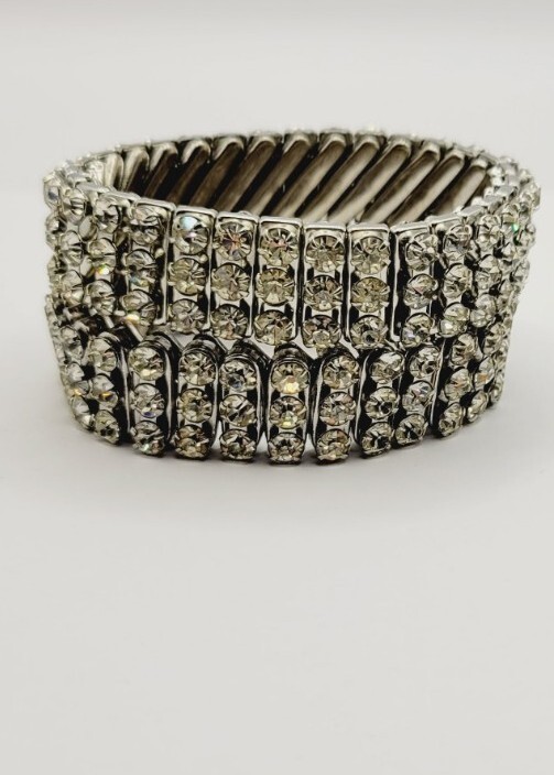Crystal Stretch Bracelet Made In Hong Kong Japan Set of 2 Stackable Vintage