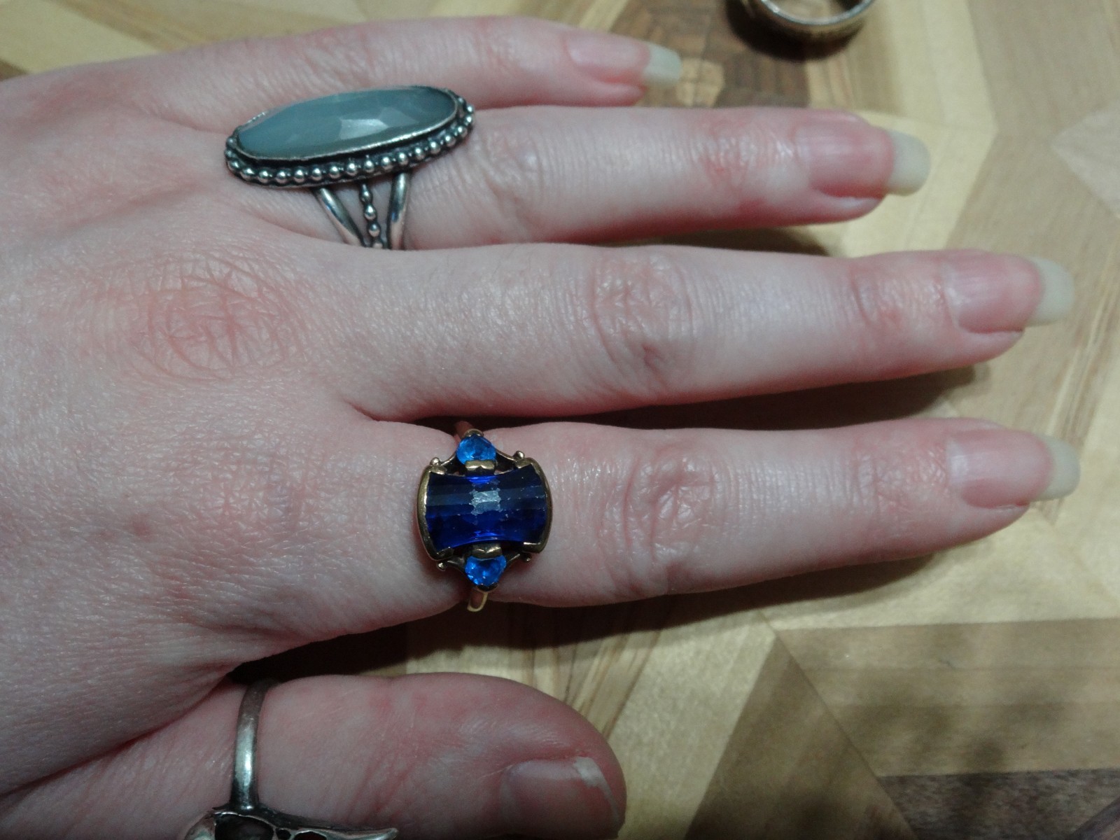 10k blue spinel art deco ring rectangle fancy cut size 8