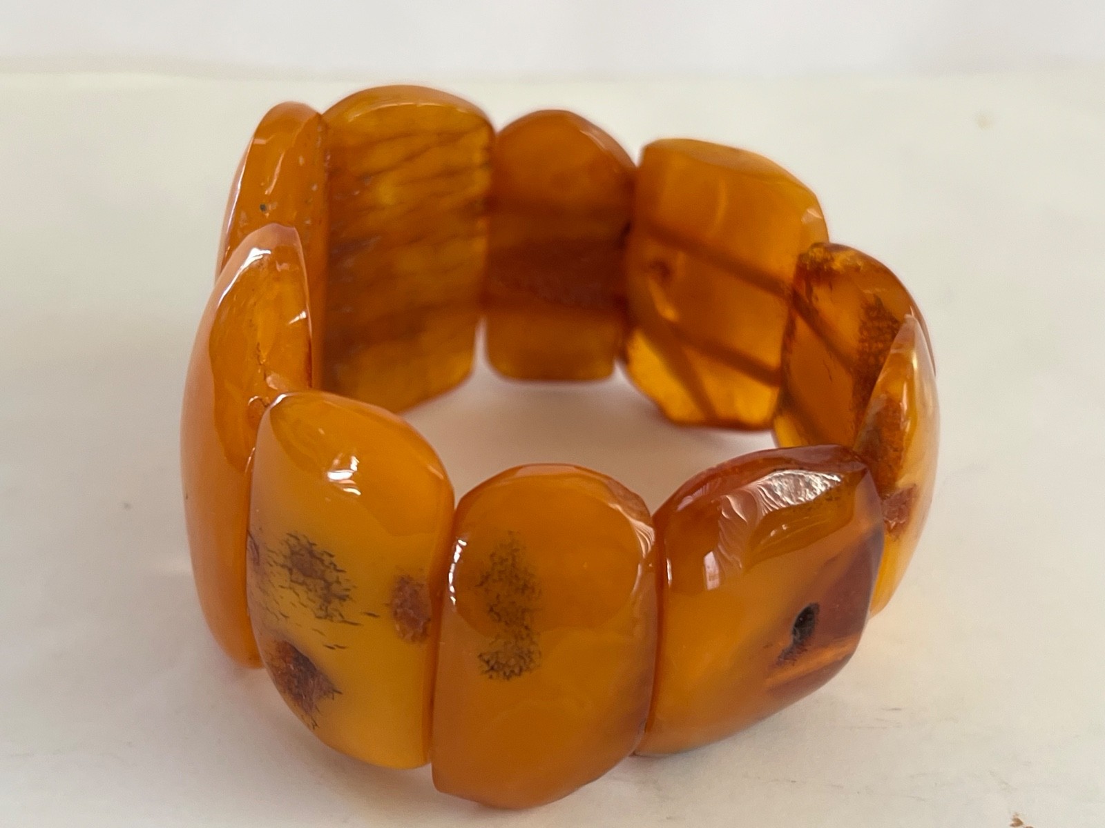 Vintage Baltic Butterscotch AMBER Stretch Elastic BRACELET – 44 Grams