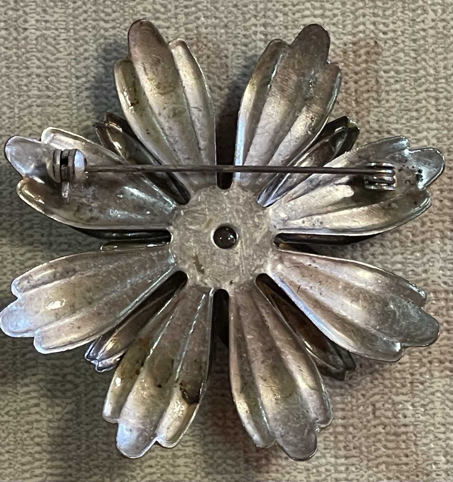 VINTAGE ESTATE MID CENTURY Enamel & Rhinestone Layered Floral Pins, Gold Color