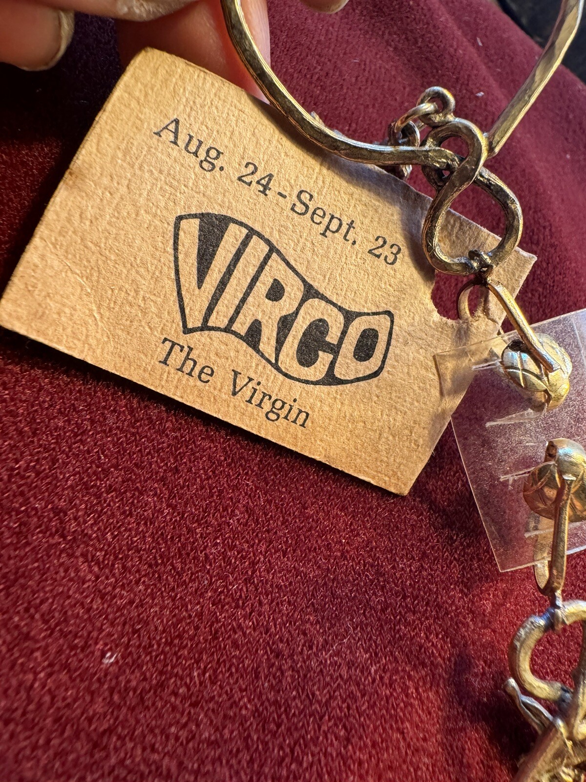 Hoops Cut Out Astrological Virgo Earrings Vtg Gold Plated Clip On 1960s Unused