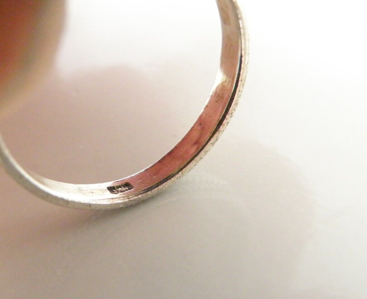 Sterling Silver 925 Natural Black Spinel Tall Elongated Ring Size 7