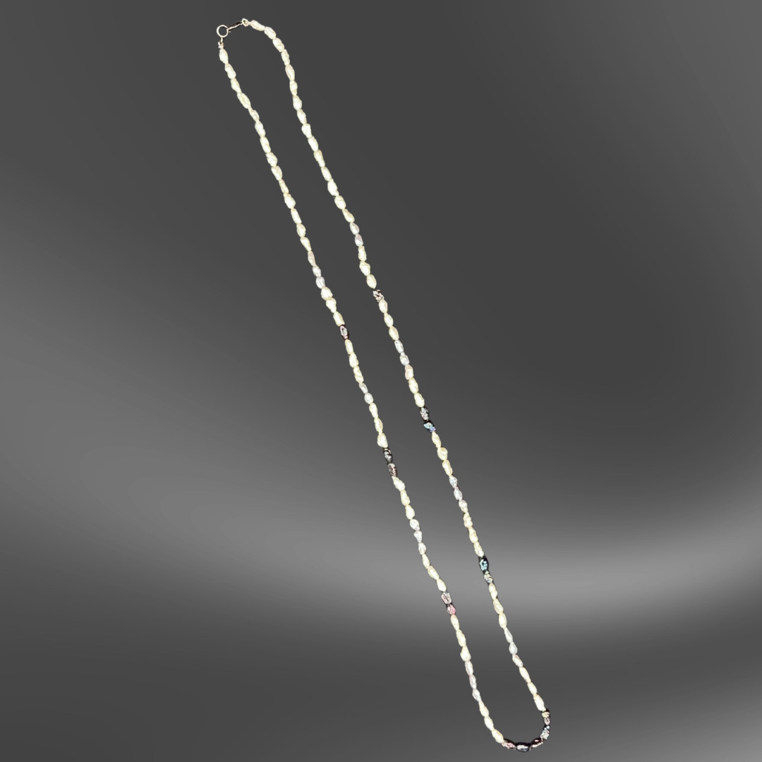 Freshwater Pearl Bead Necklace Speidel 925 Clasp Baroque Oval Strand Vintage