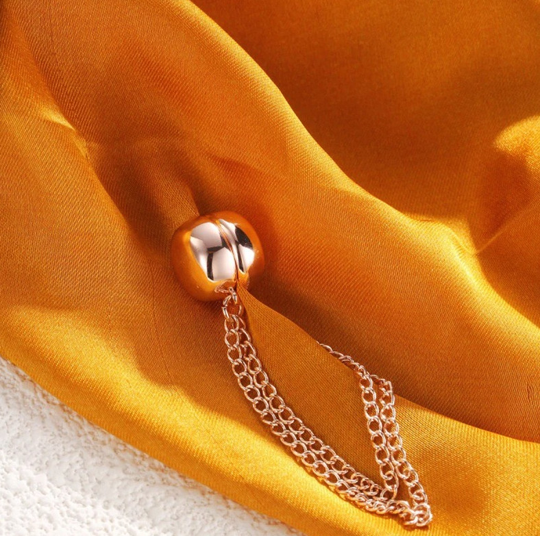 1pc Magnetic Chain Brooch Buckle Alloy Clothing Clip Button Accessory – NEW