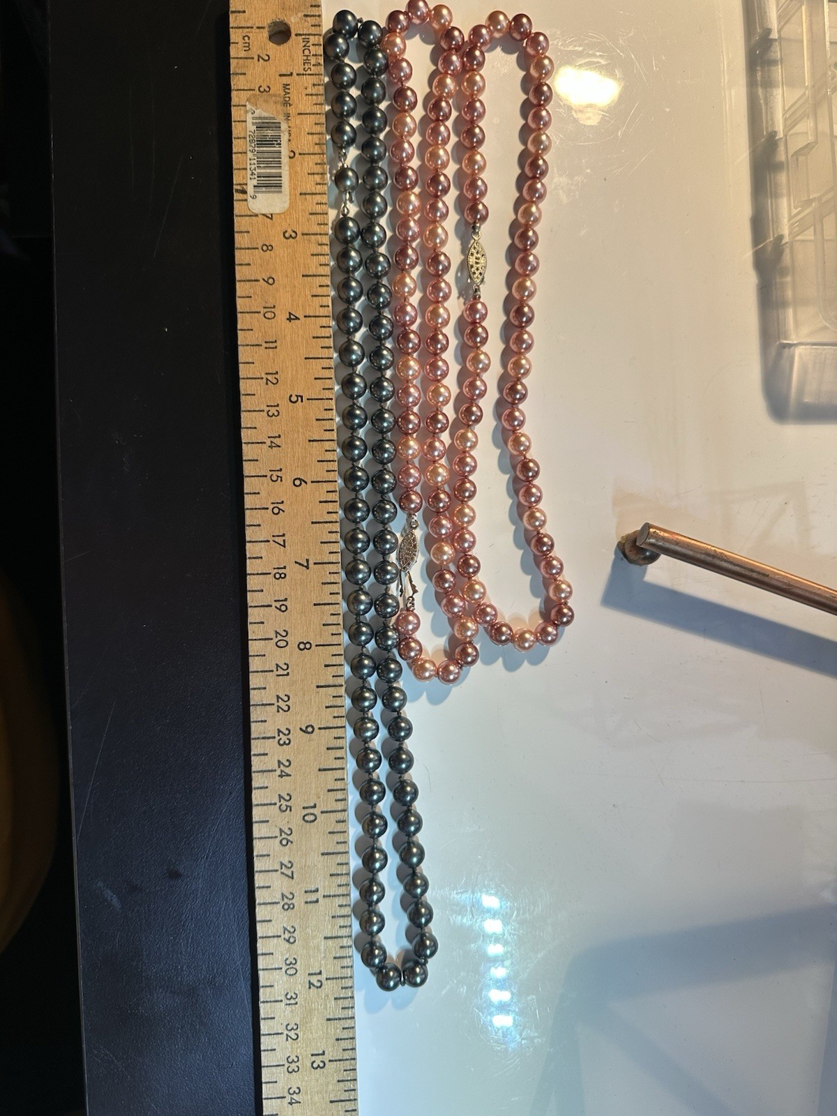 Women’s Mixed Lot 3pc Necklace Set Pink & Gray Simulated Imitation Pearl