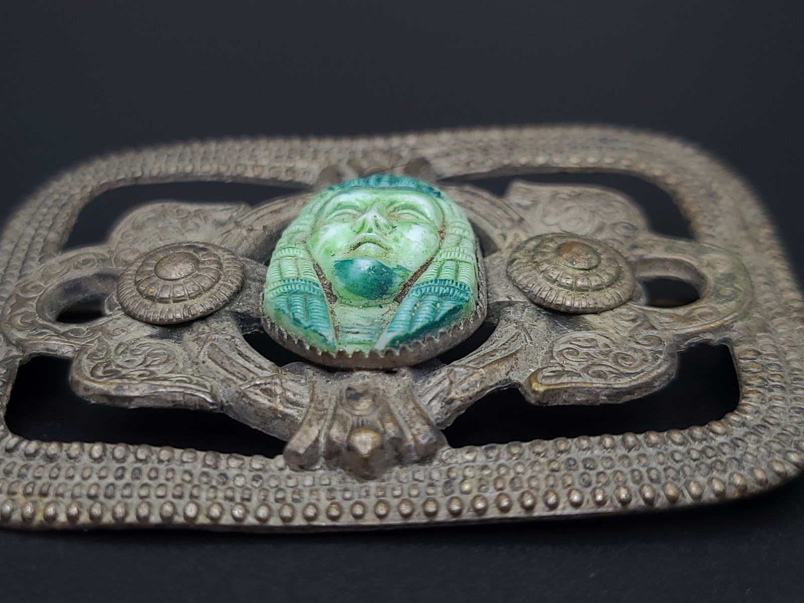 Vintage Max Neiger Egyptian Revival Pharaoh Brooch Czech Art Deco Pin