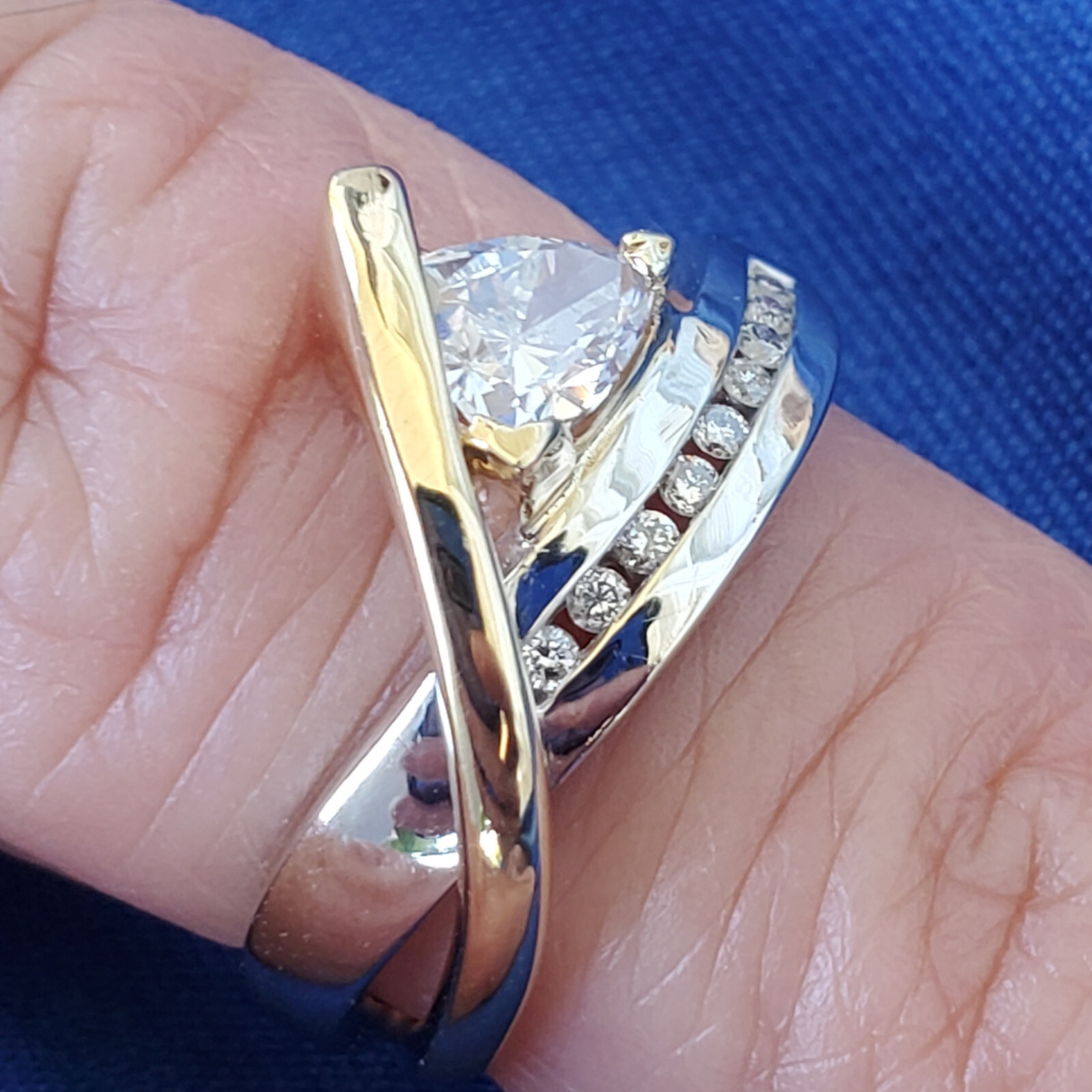 ORIGINAL EARTH MINED Triangle DIAMOND Engagement Ring SOLID 14K GOLD Solitaire 6