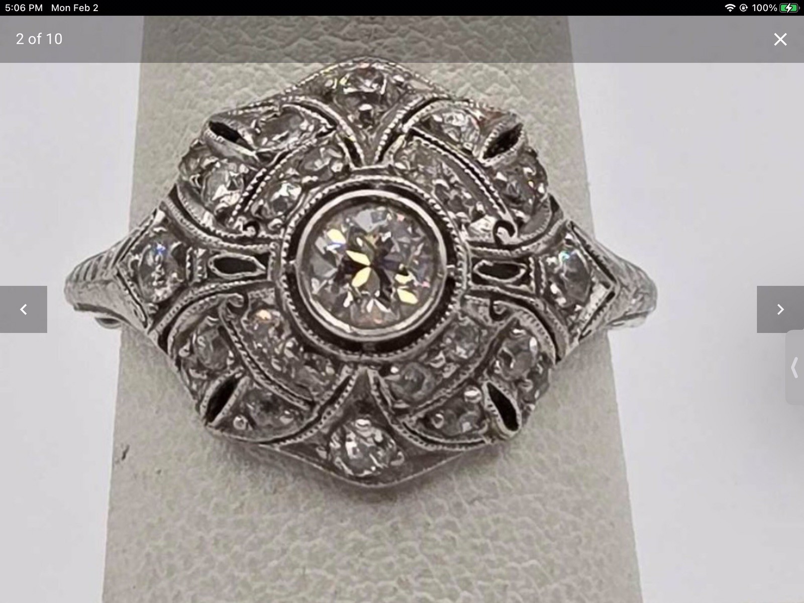 Vintage PLATINUM DIAMOND FANCY OPEN WORK RING—this is the one!