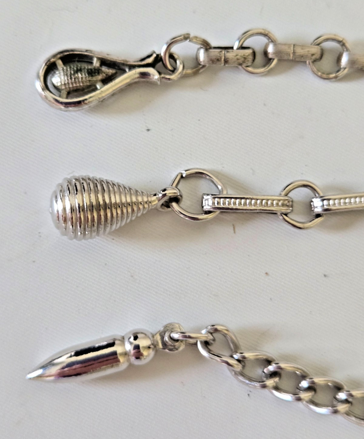 Coro Vintage Chunky Silvertone Necklaces, 2 Signed on Hook, 1 With Stone Accents