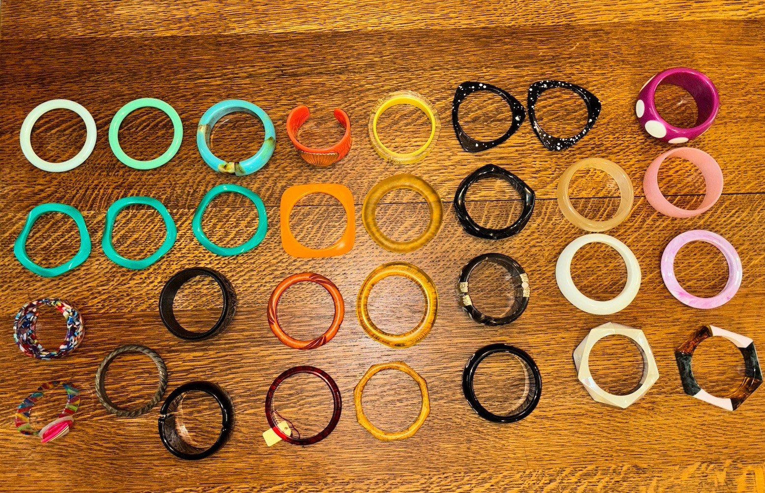 Bangle Bracelet Bundle – Plastic, Resin, Wood Mixed Lot of 31