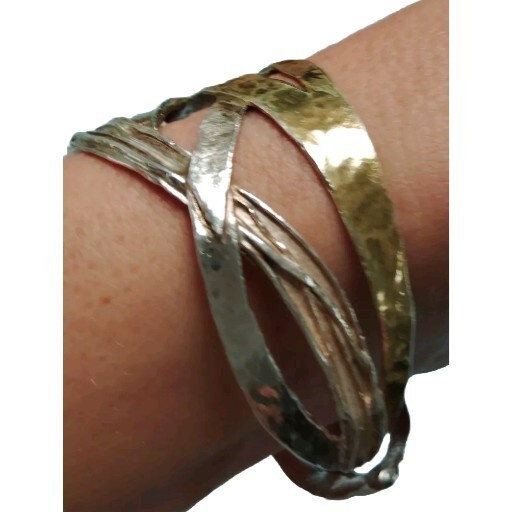 Sterling Silver 14 Carat Gold Plated Bracelet Wrap Adjustable Vintage Jewelry