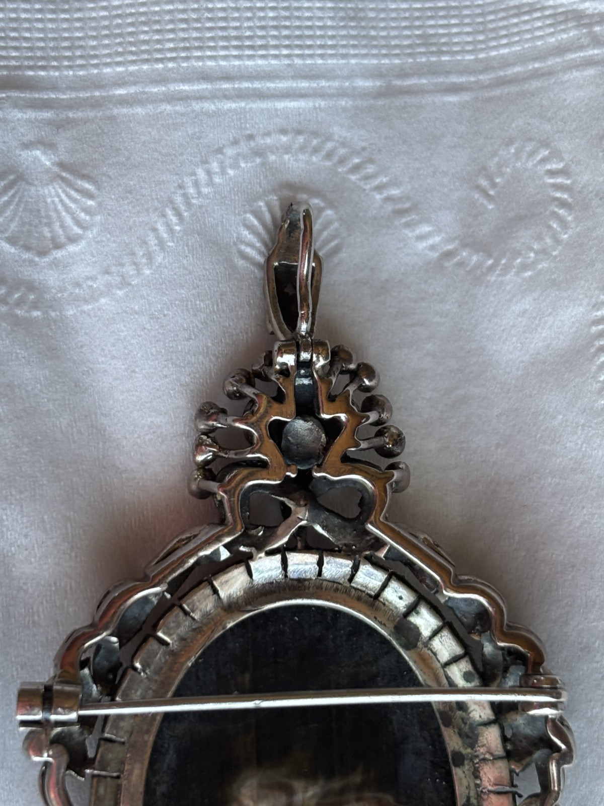 Antique German Art Deco 925 Sterling Silver Marcasite Cameo Brooch Pendant 33.2g