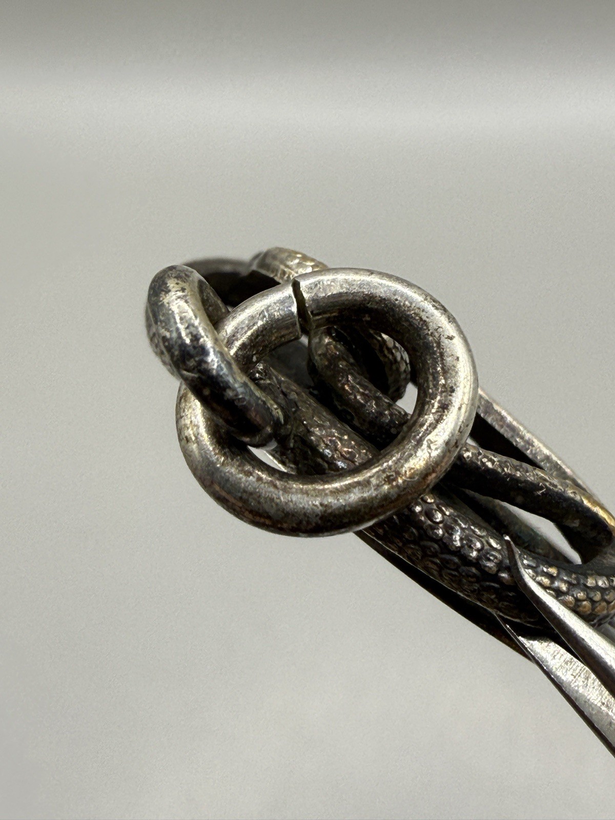 Antique Victorian Sterling Silver Snake Serpent Dendritic Agate Pendant