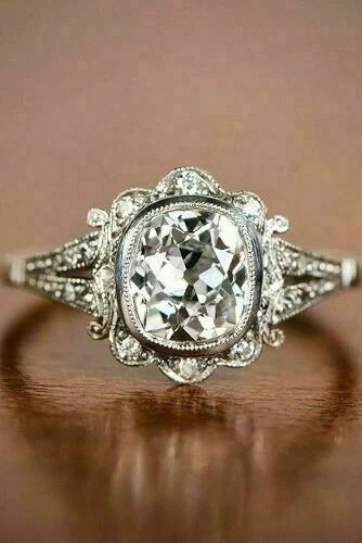 Art Deco Style Lab Created Diamond Engagement Wedding 14K White Gold Finish Ring