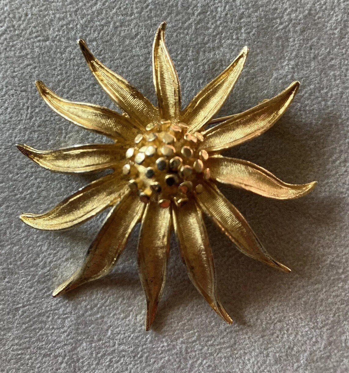 Vintage B.S.K Gold tone Flower Brooch 2.5 Inches New York