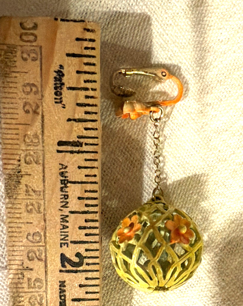 Vintage 1960’s Flower Power Enamel Flower Dangle Earrings Clip On Funky Stylish