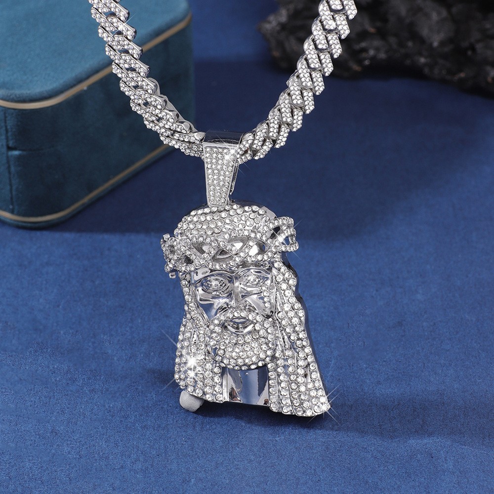 Zinc Alloy Diamond-studded Vintage Portrait 24″ Cuban Chain Hip Hop Necklace