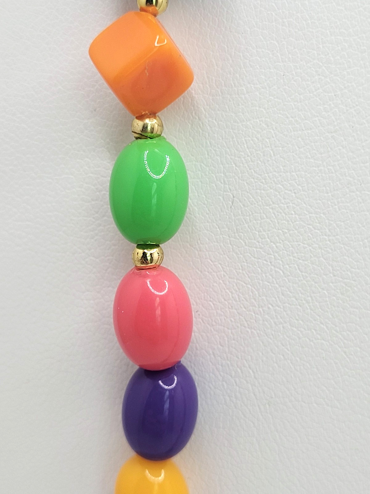 Vintage 1990s Rainbow toned Plastic Acrylic Bead Oval Square Graduated Unsigned