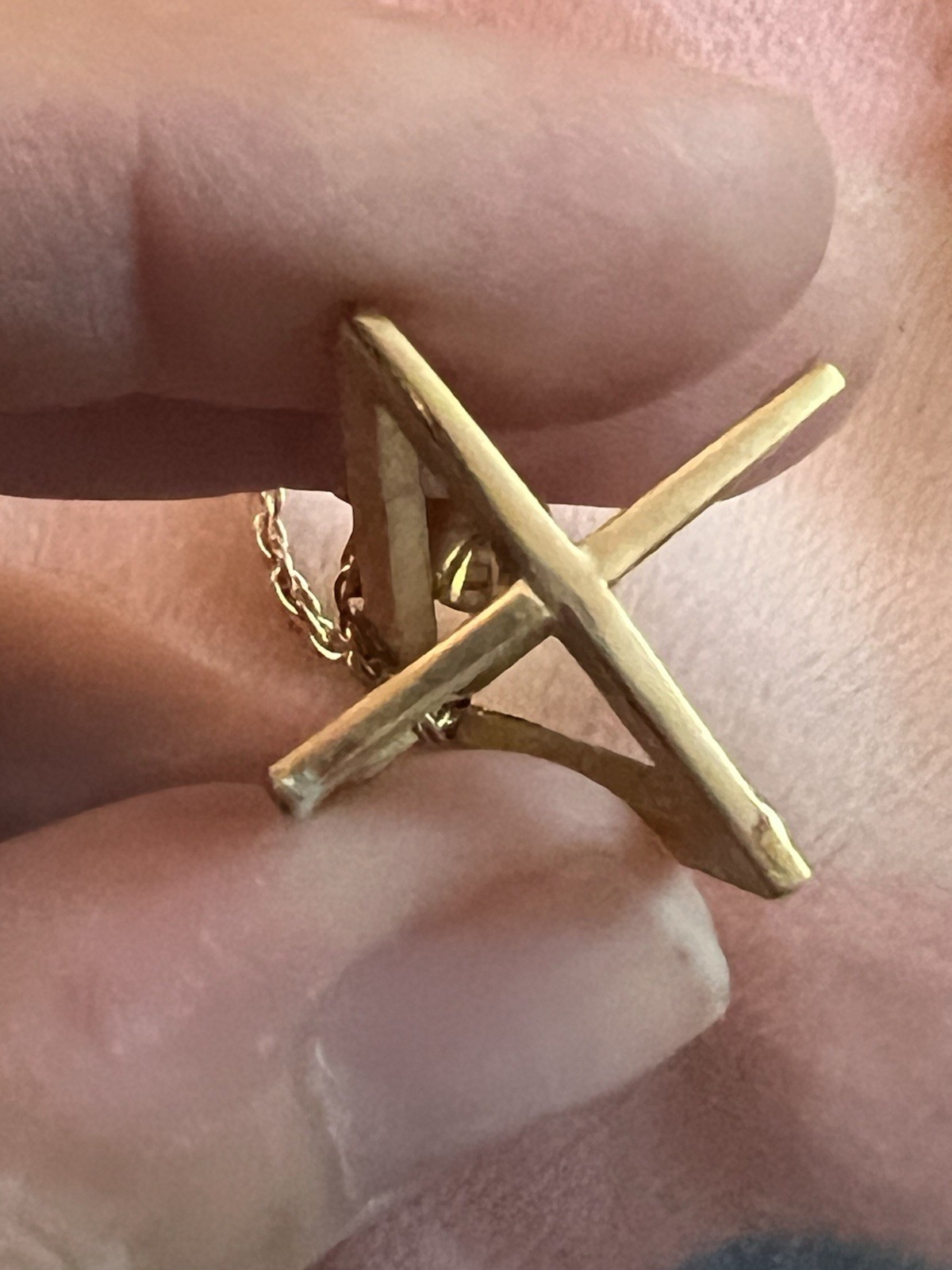 Vintage TRIFARI Dangle Long Triangle Clip Earrings Gold Tone