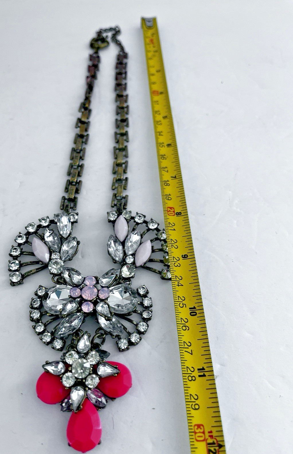 2 Statement Necklaces 1950s Style 1 Blue Stones 1 Pink Stones VINTAGE