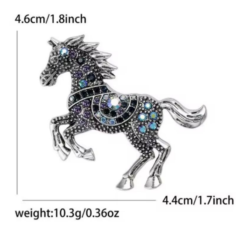 Vintage Red Crystal Horse Brooch Pin Antique Gold Tone Rhinestone Animal Jewelry