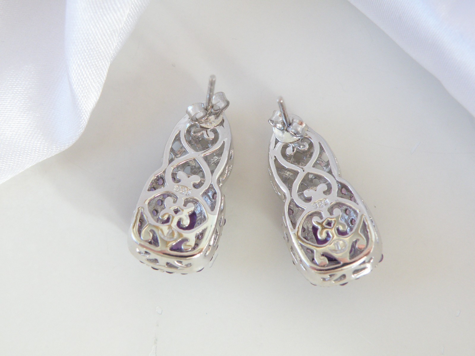 Sterling Silver 925 Natural Heated African Amethyst Earrings