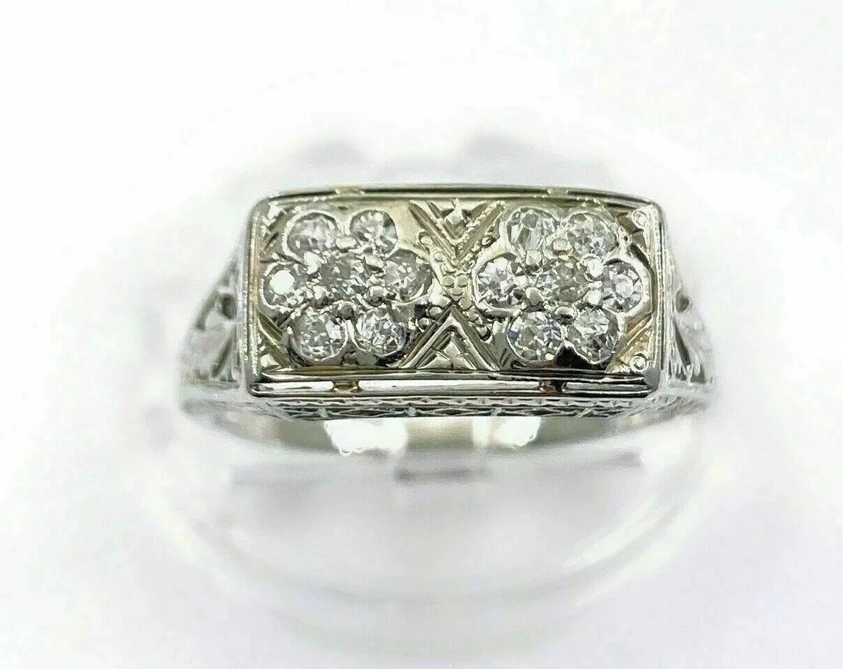 2.95Ct Art Deco Style Round Lab Created Diamond Filigree 14K White Gold FN Ring
