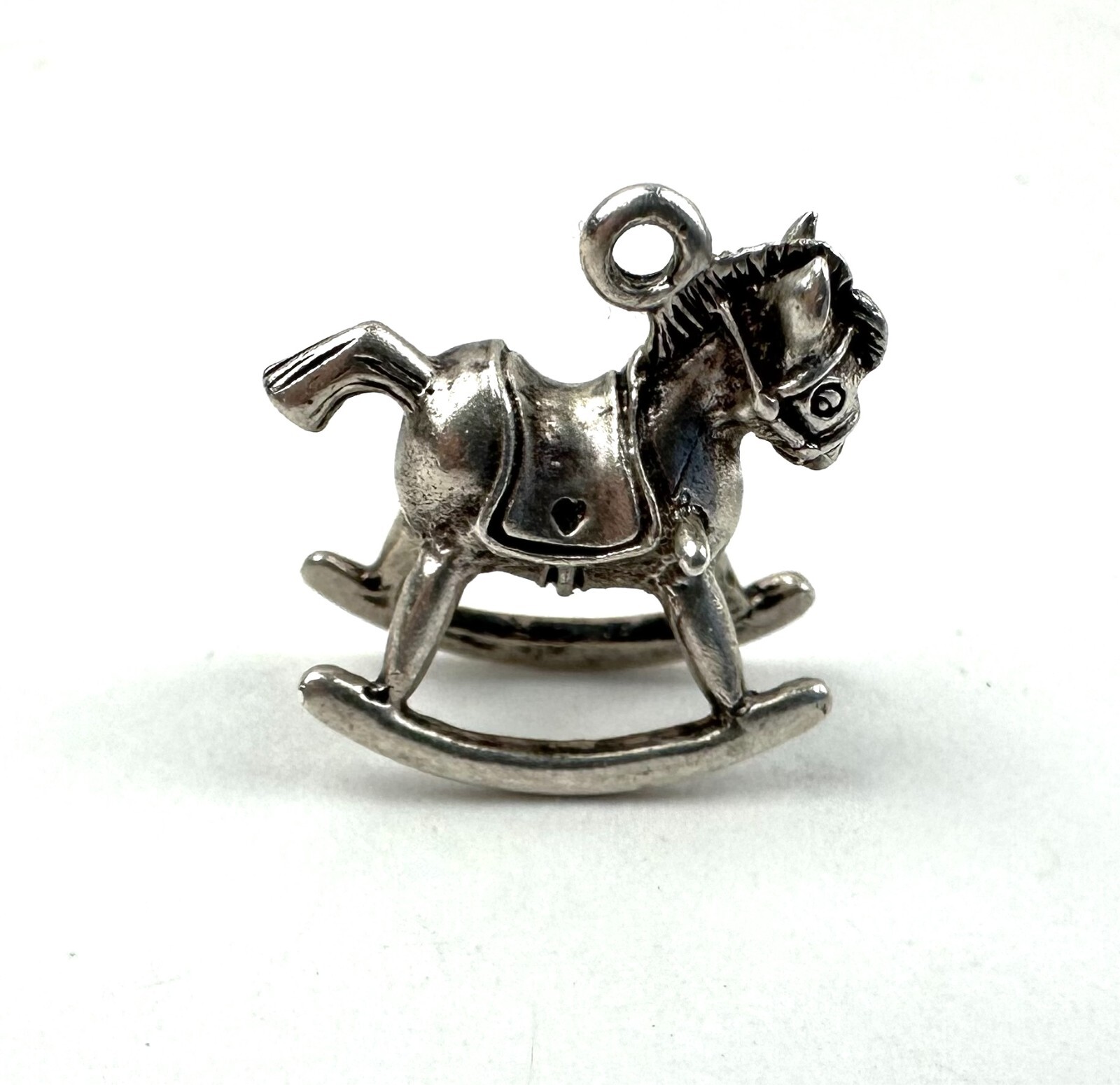 .925 Sterling Silver Charm – Tiny Rocking Horse – Tested Very Good Condition
