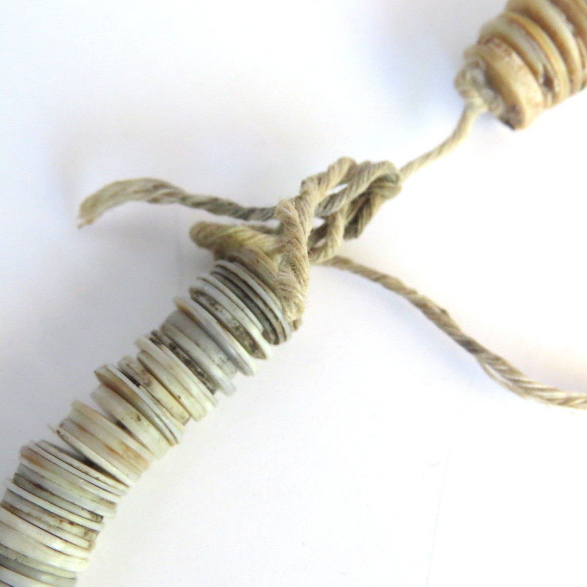 Vtg African Ostrich Eggshell Heishi Bead Choker Necklace / String Tie