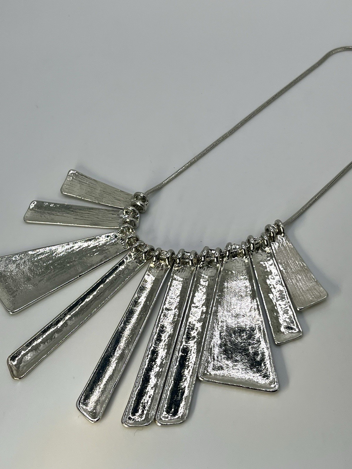 Vintage Sliver Tone Statement Necklace Slide Multiple Pendant Chain Choker 18”