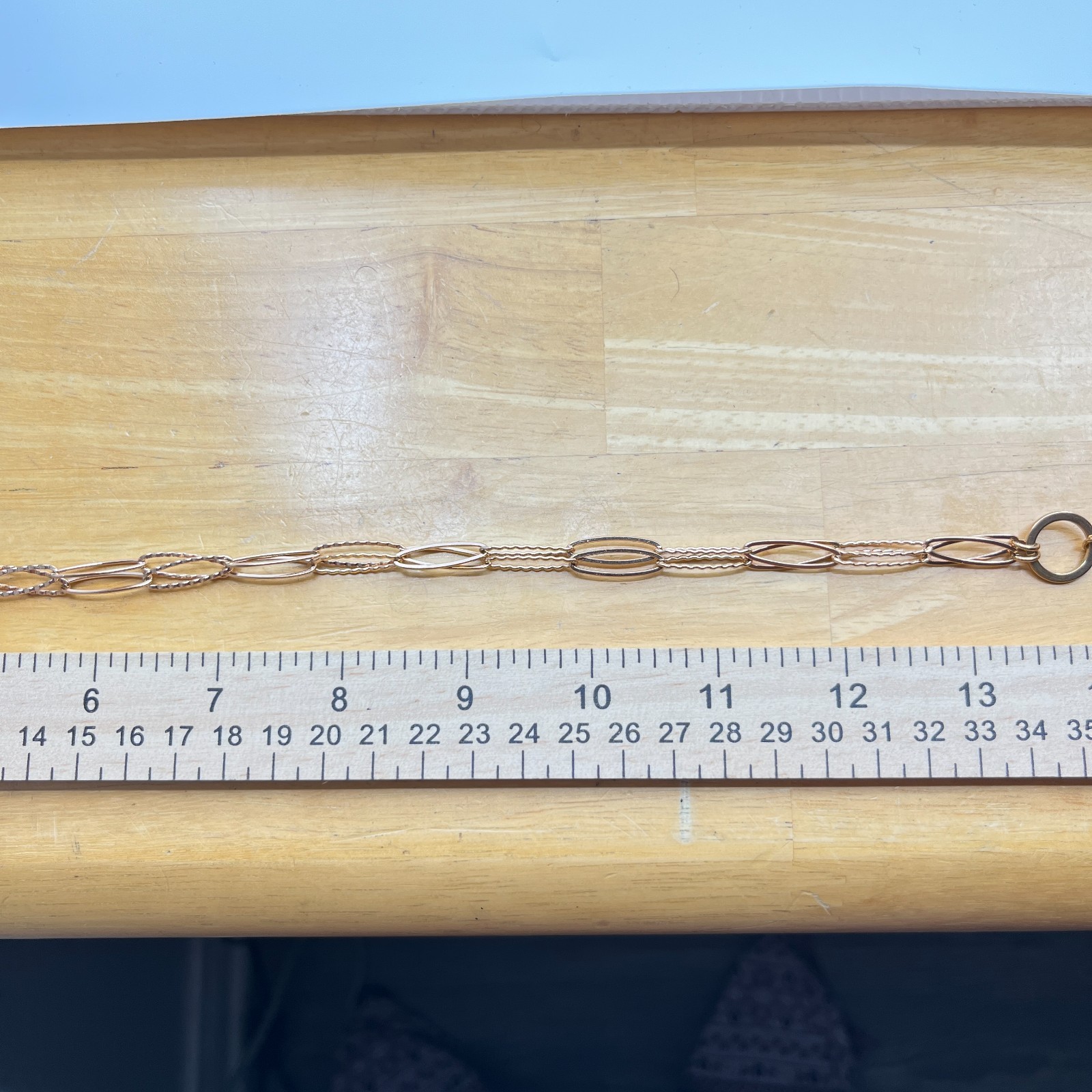 VTG Gold Tone Teardrop Floating Locket Necklace Crystal Accent Paperclip Chain