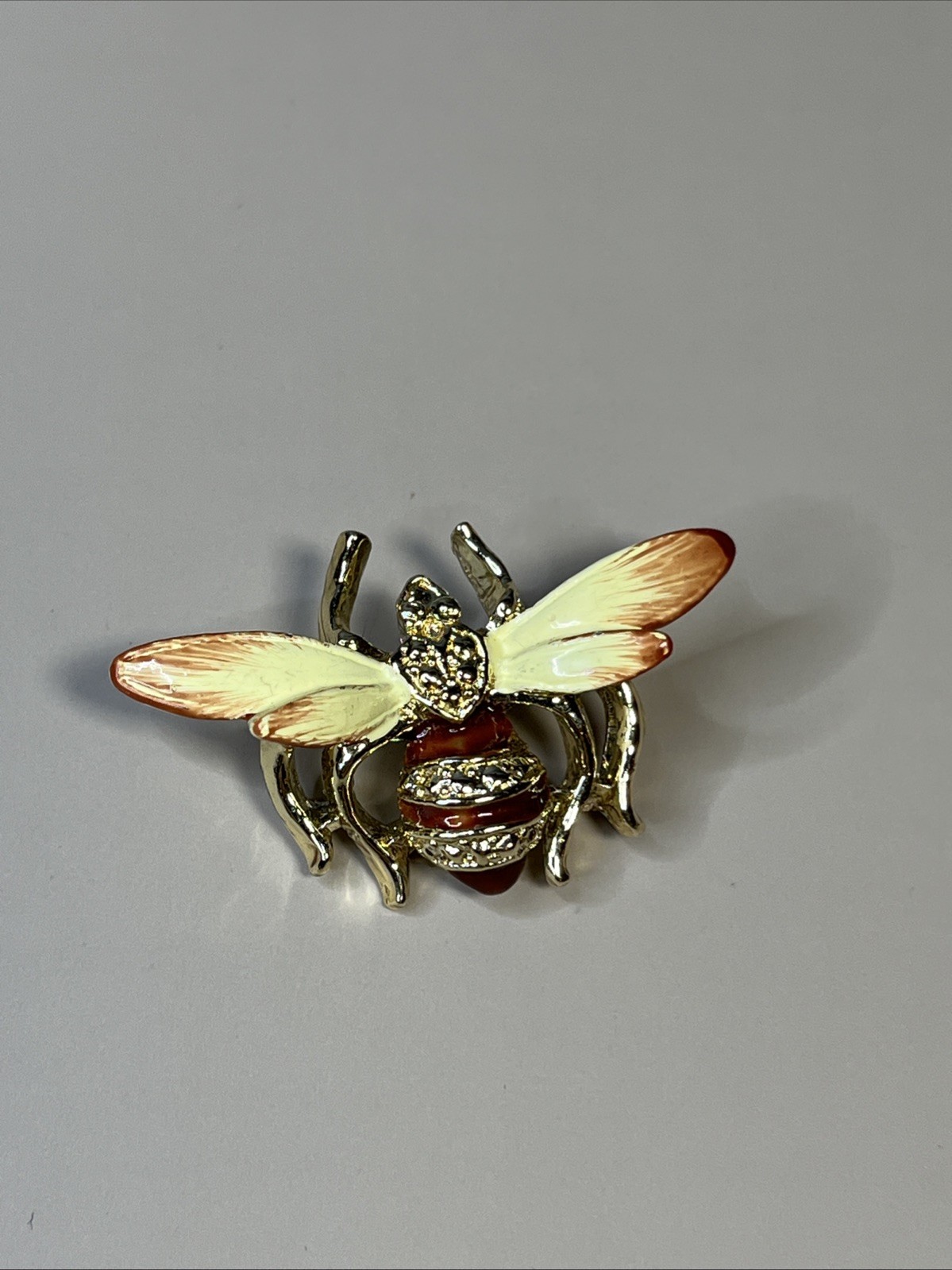 Vintage Brooch Bee Bug Insect Enameled Gold Tone Nature