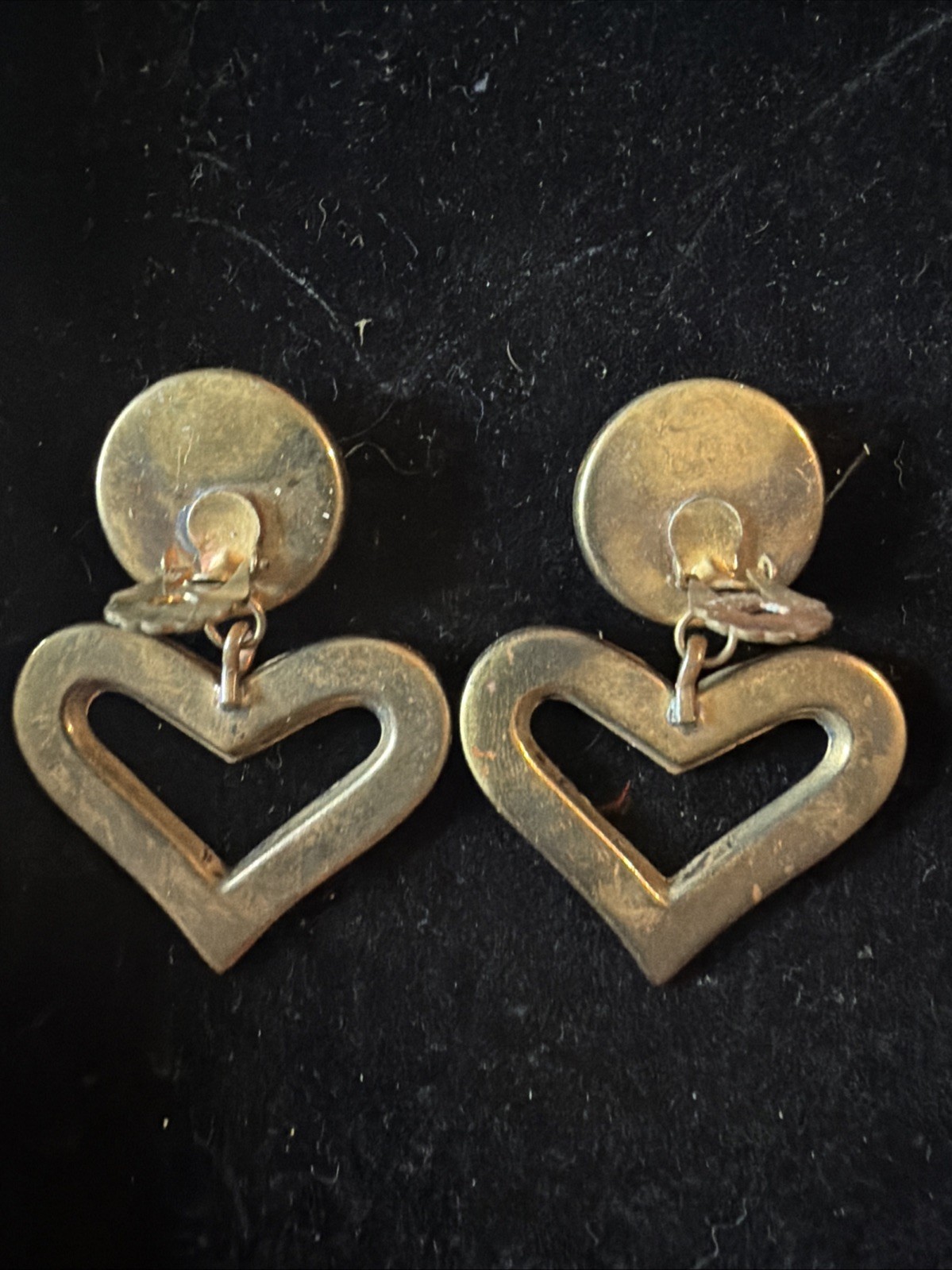 Vintage Door Knocker Clip On Earrings Gold Tone & Bronze Color Oval Dangle