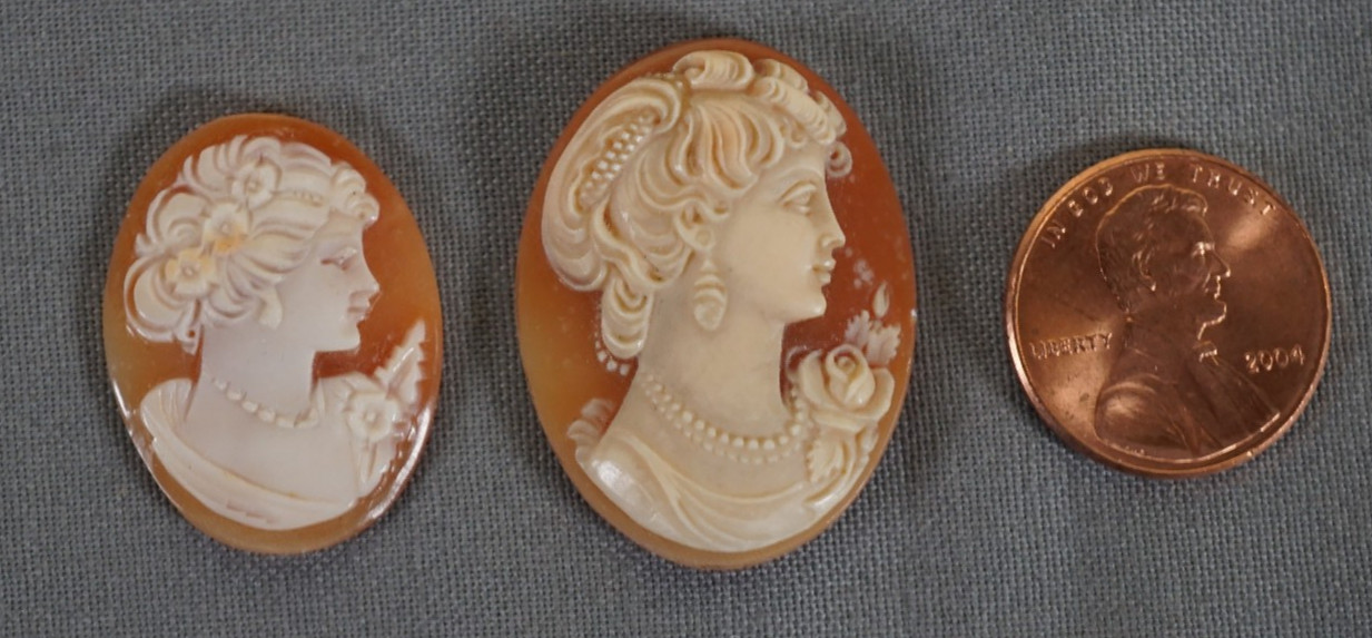 Lot of 2 Antique Cameo of Beautiful Girl Lady