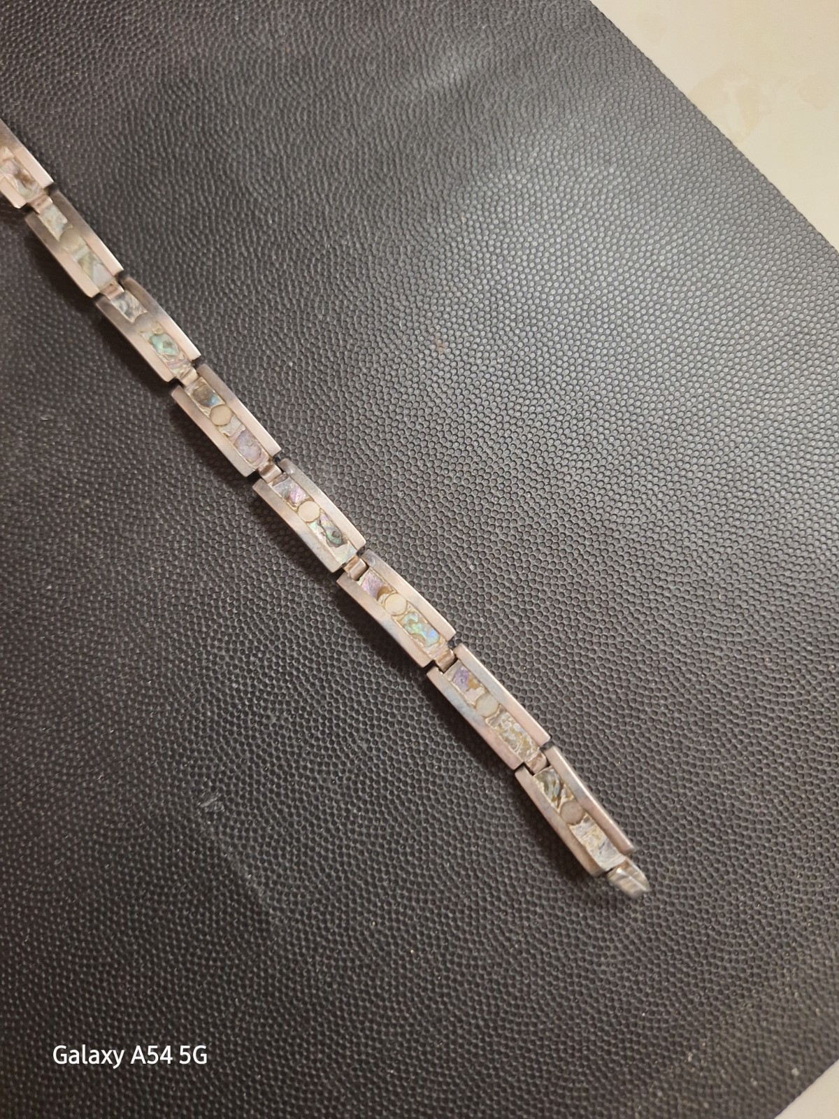 Mexican Sterling Silver Taxco 7 1/2 Inche Bracelet With Inlay.
