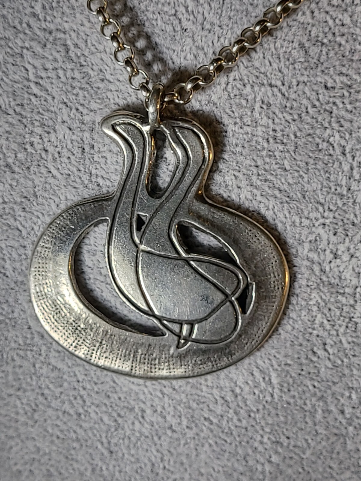 Vintage Eivind Hillestad Norway Pewter Signed EH Pendant Necklace 1960’s