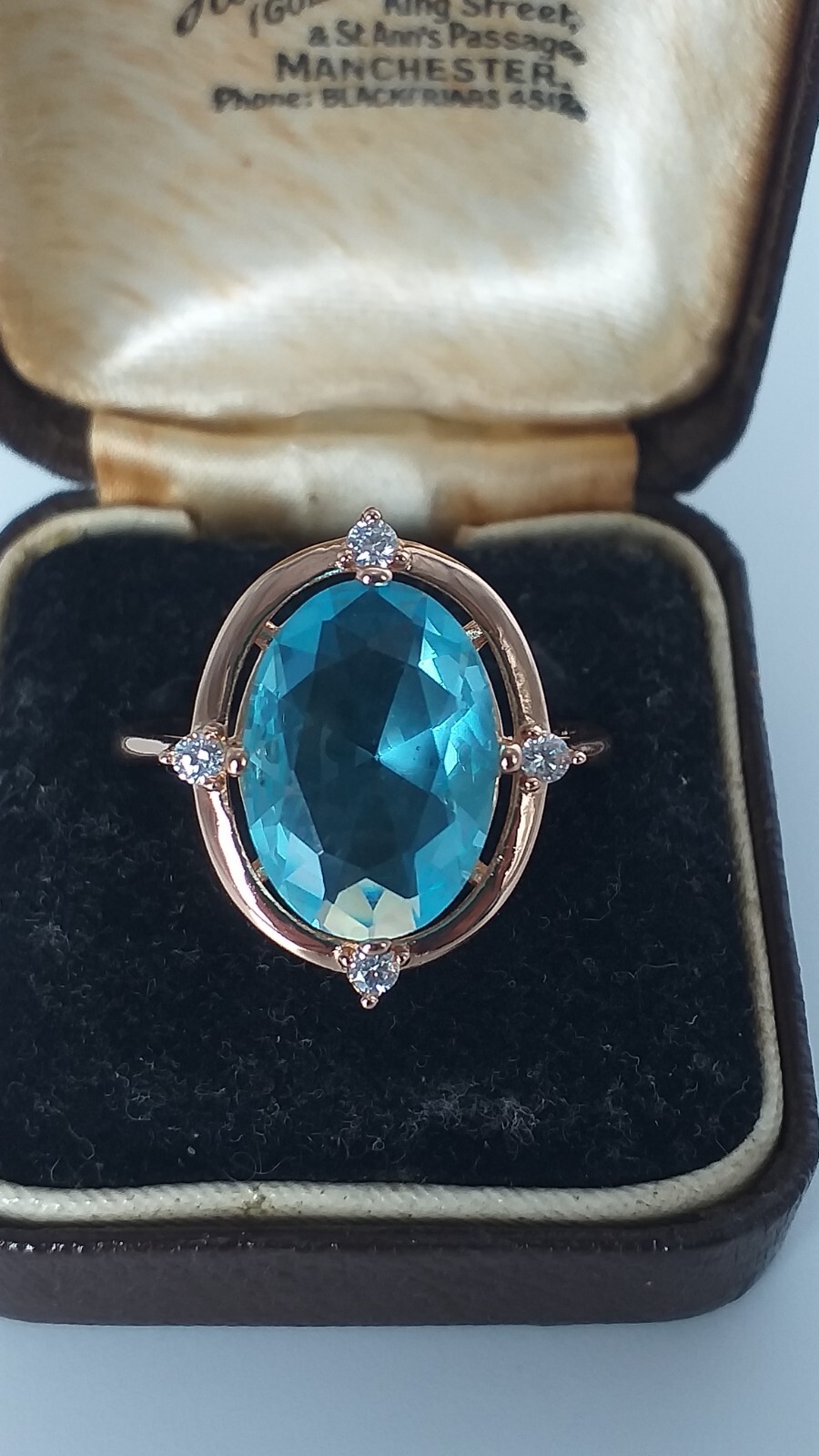 Vintage 1990-s 14 Ct Rolled Gold Aquamarine Ring Size UK N US 6 3/4- Hallmarked!