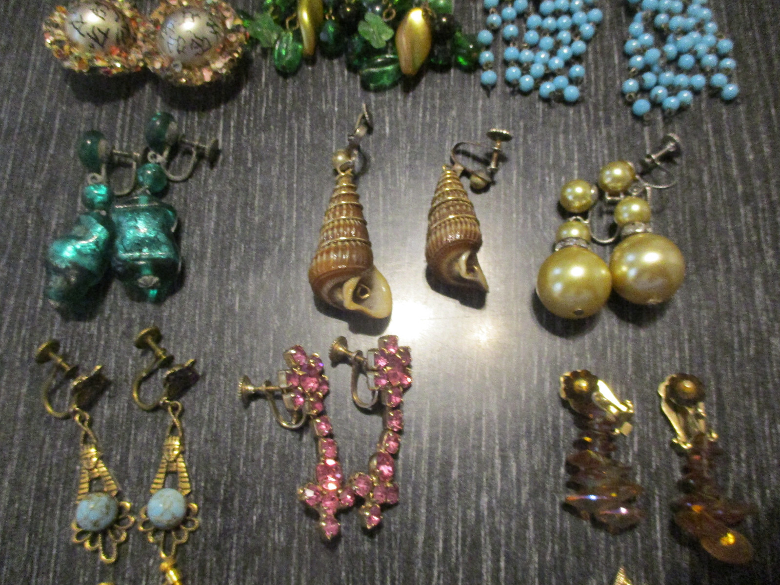 Lot 15 Vtg Estate Assorted Styles Sizes Chandelier Screwback Clip Earrings!46
