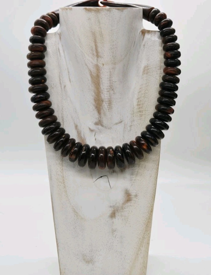 Catherine Noll Necklace Graduated Disc Amber Brown Multicolored 21 in Vintage