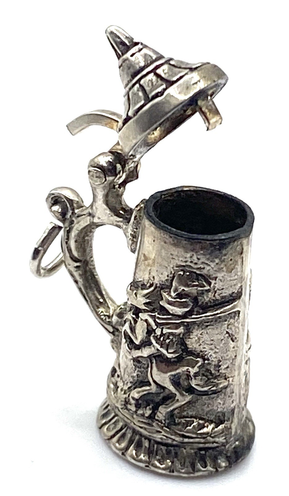 Vintage German Stein Figural Knight on Horse Castle 835 Fine Silver Pendant