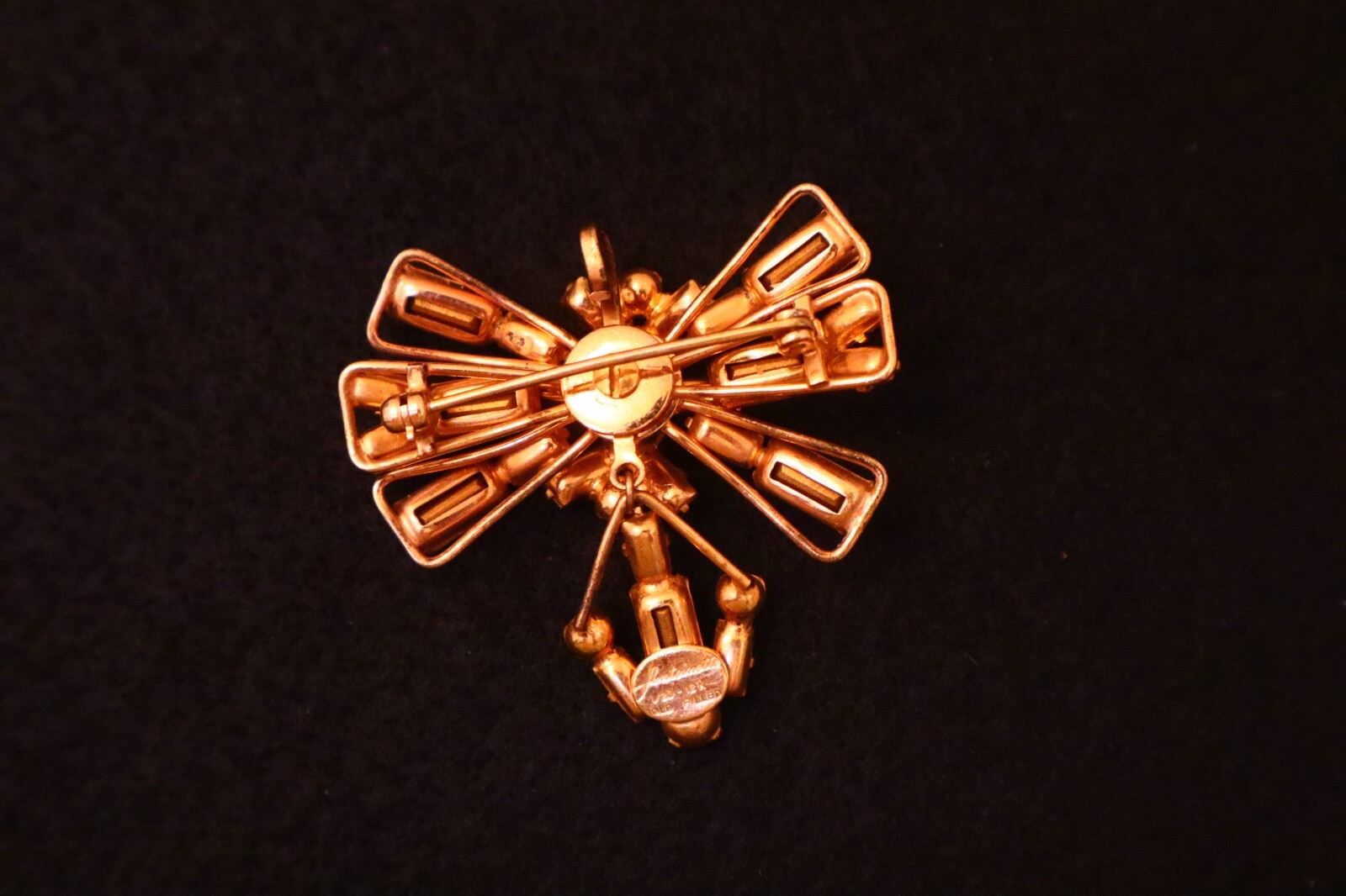 Antoniette Brooch Gold Filled Pulple And Hot Pink Rhineston Ventage Bro